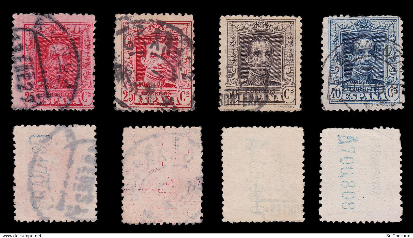 España.1922-30.Alfonso XIII.Serie Matasello Ciudades.Edifil 310-317A - Used Stamps