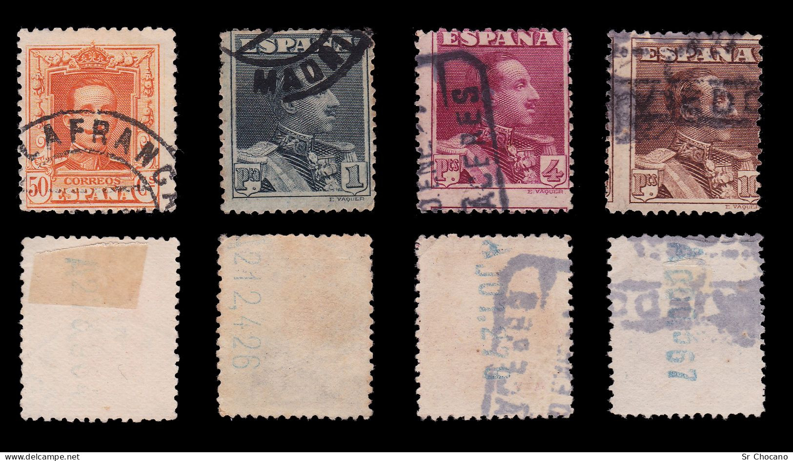 España.1922-30.Alfonso XIII.Serie Matasello Ciudades.Edifil 310-317A - Used Stamps