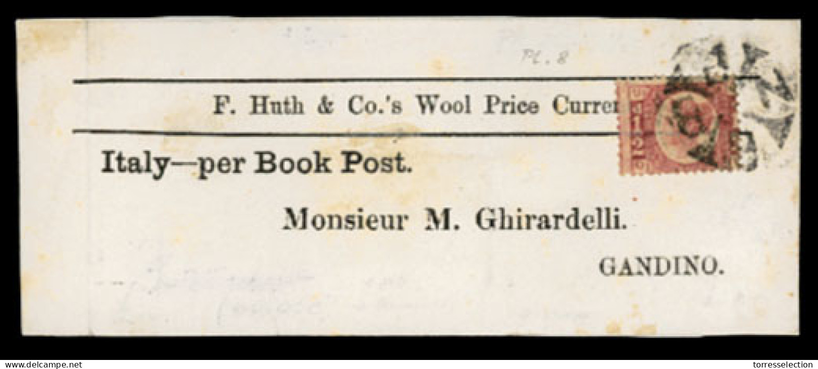 GREAT BRITAIN. C.1880. Wrapper. P.M. Rate. To Italy. - ...-1840 Vorläufer