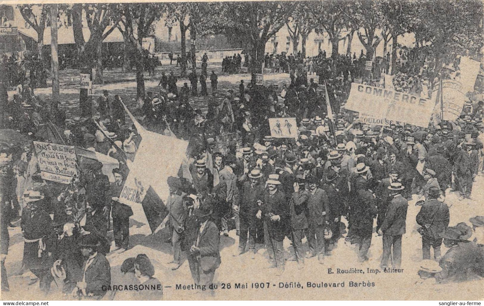 CPA 11 CARCASSONNE / MEETING DU 26 MAI 1907 / DEFILE BOULEVARD BARBES - Carcassonne