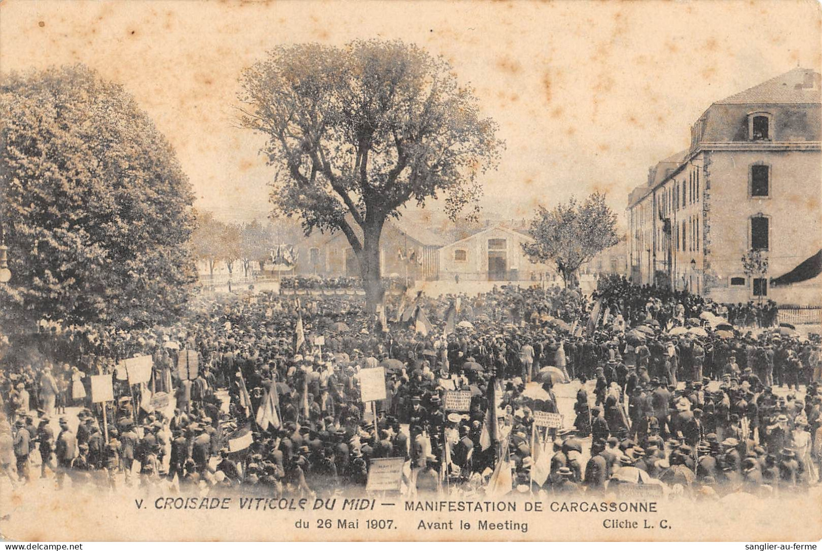 CPA 11 CARCASSONNE / CROISADE VITICOLE DU MIDI / MANIFESTATION DU 26 MAI 1907 / AVANT LE MEETING - Carcassonne