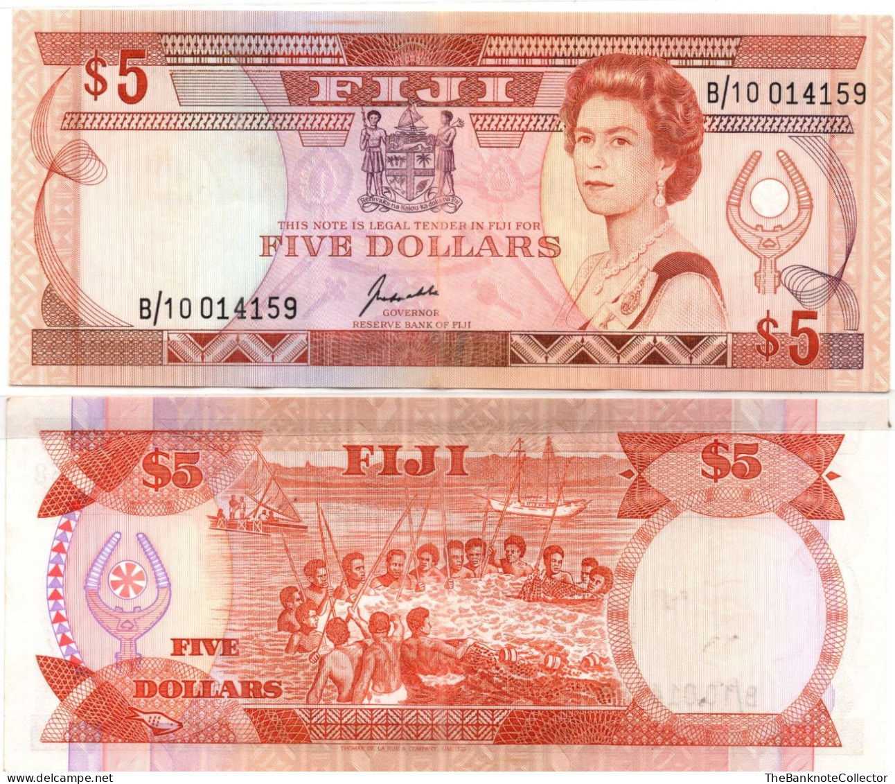 Fiji 5 Dollars ND 1991 QEII P-91 UNC - Fiji