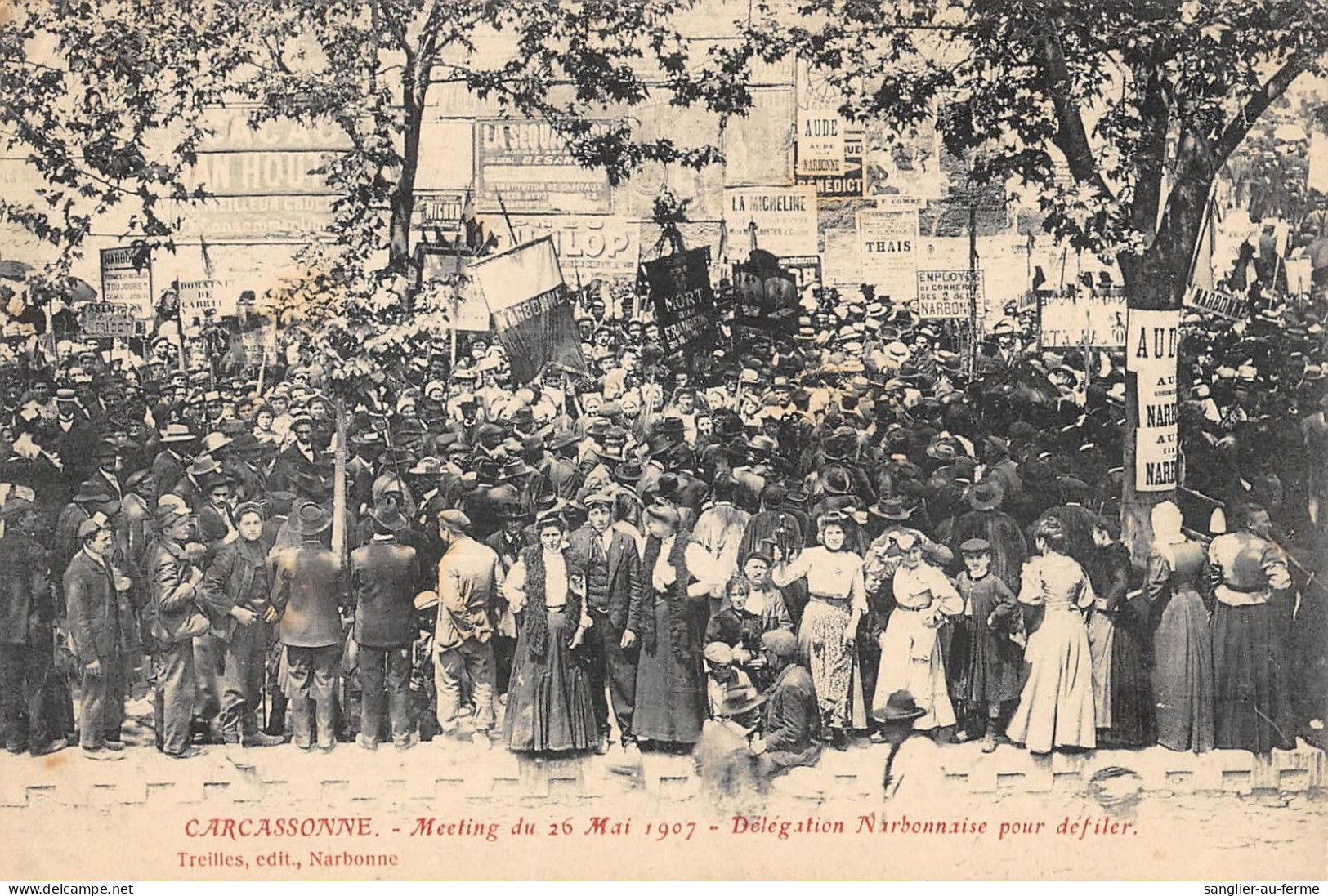 CPA 11 CARCASSONNE / MEETING DU 26 MAI 1907 / DELEGATION NARBONNAISE POUR DEFILER - Carcassonne