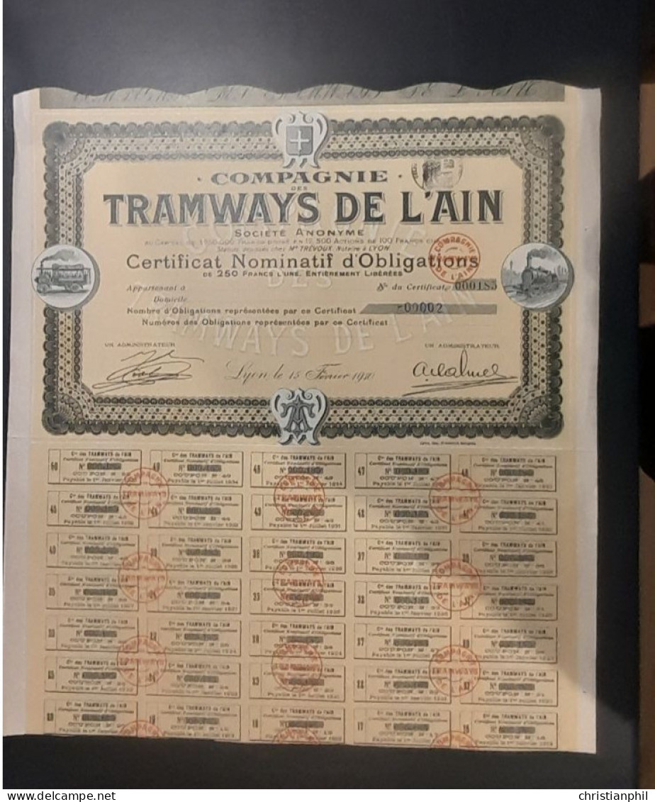 COMPAGNIE DES TRAMWAYS DE L'AIN - Schiffahrt