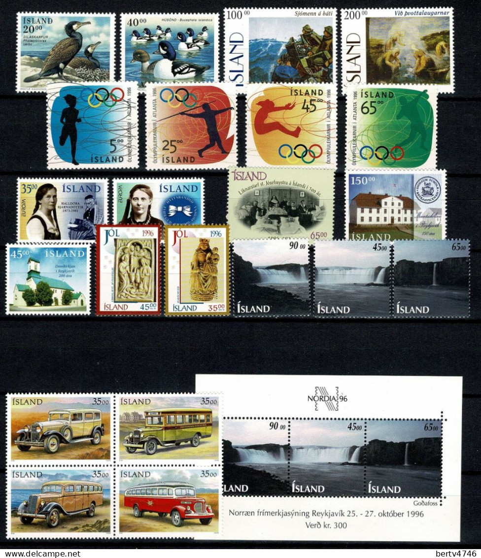 Island - Full Year 1996 Yv. 793/814**, Bf 19**, Mi 840/61**, Bl 19**, MNH - Volledig Jaar