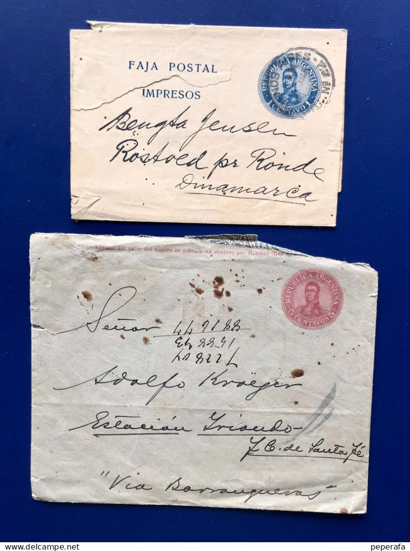 República Argentina, 2 Impresos Diferentes, Faja Postal De Correspondencia 1 Centavo - Enteros Postales