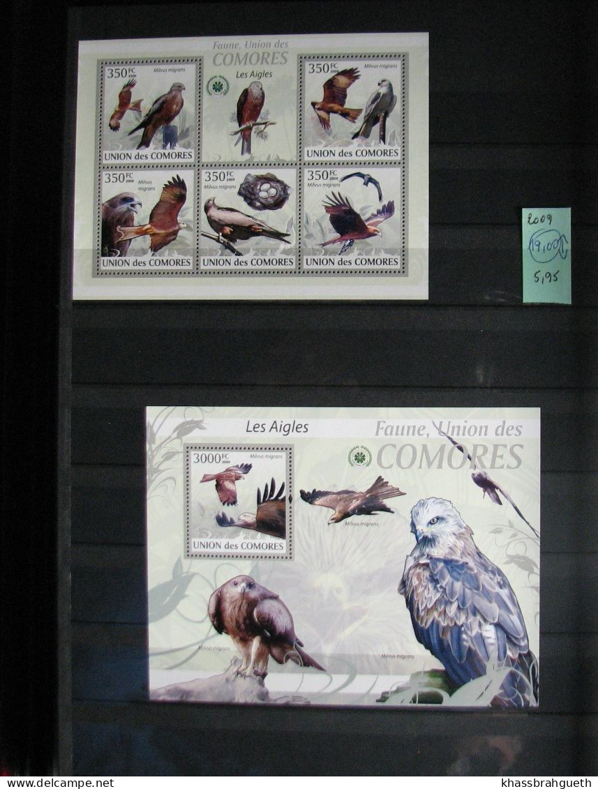 COMORES + DJIBOUTI - OISEAUX / BIRDS - 69V + 72 BLOCS **MNH