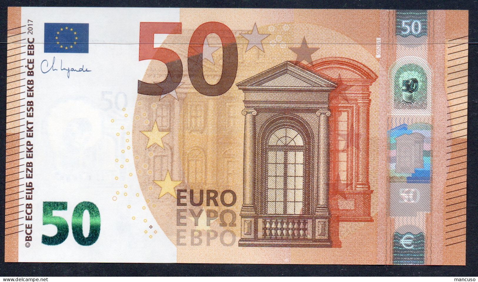 50 EURO ITALY  LAGARDE S052 SM  Ch  "04"  UNC - 50 Euro