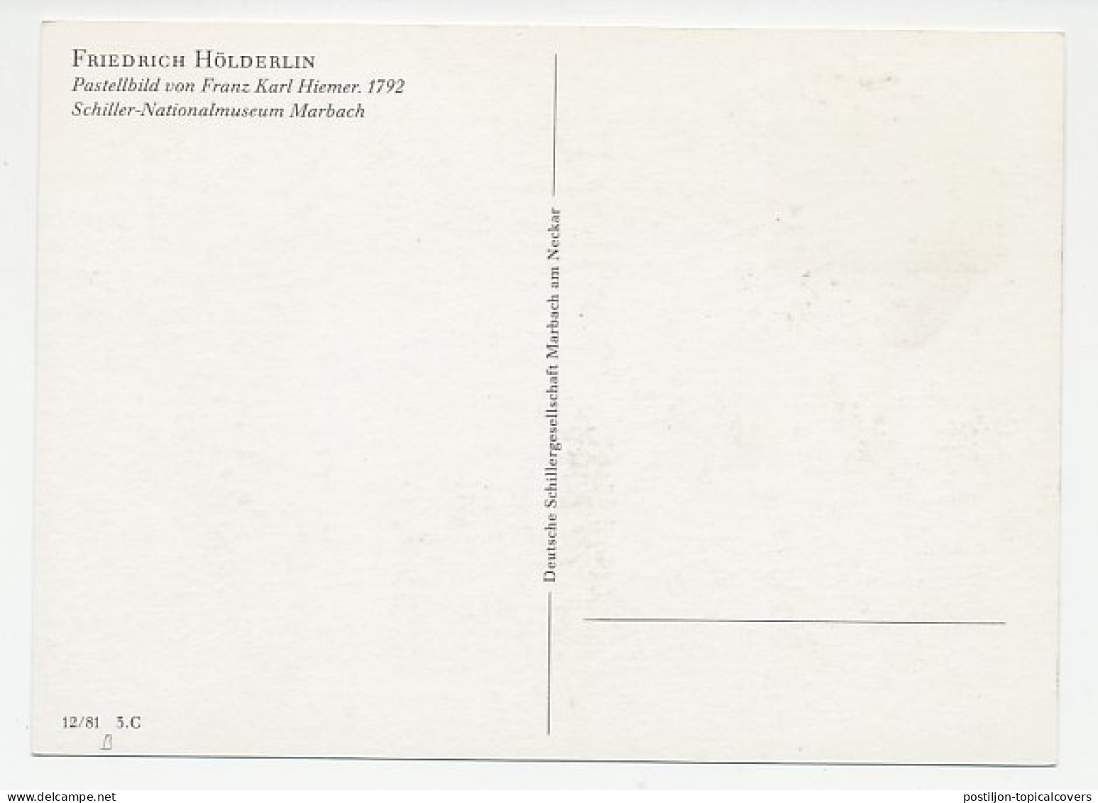 Maximum Card Germany 1993 Friedrich Holderin - Poet - Writers