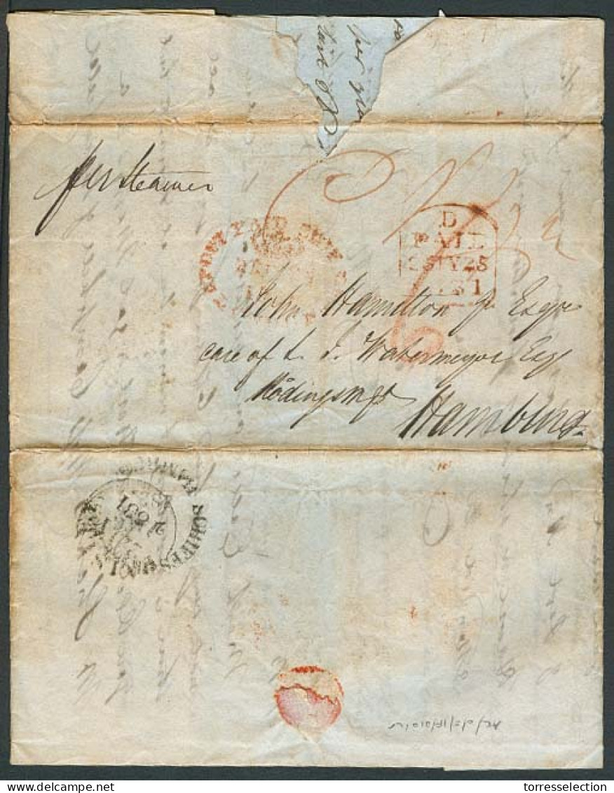 GREAT BRITAIN. 1831 (22 July). Blackland Mill / Paisley / Scotland - London (25 July) - Hamburg (2 Aug). EL Red Ship Let - ...-1840 Prephilately