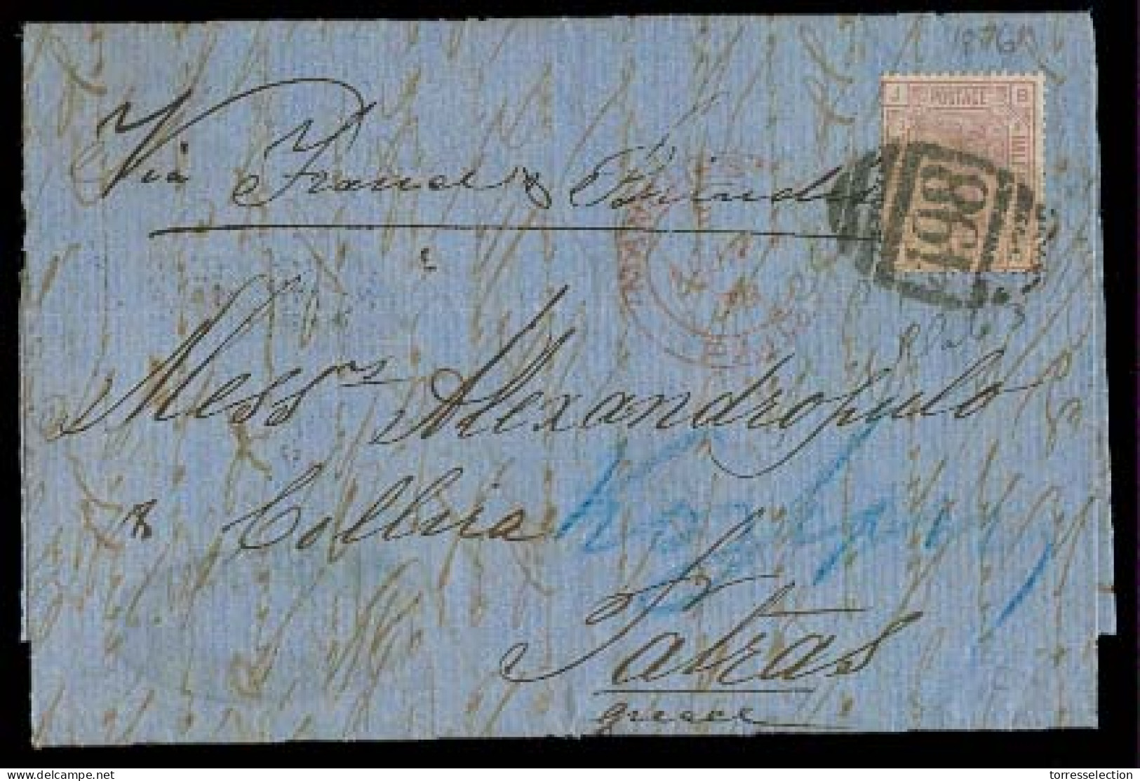 GREAT BRITAIN. 1878. Manchester - Greece. EL Fkd 2 1/2d Pl3. Fine. - ...-1840 Precursori