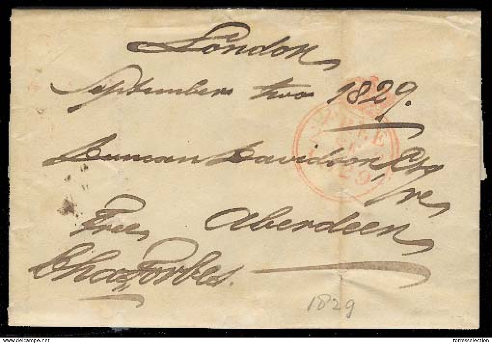 GREAT BRITAIN. 1829. London - Aberdam. EL Full Text. Free / "Cha,,forbes". VF. - ...-1840 Precursores