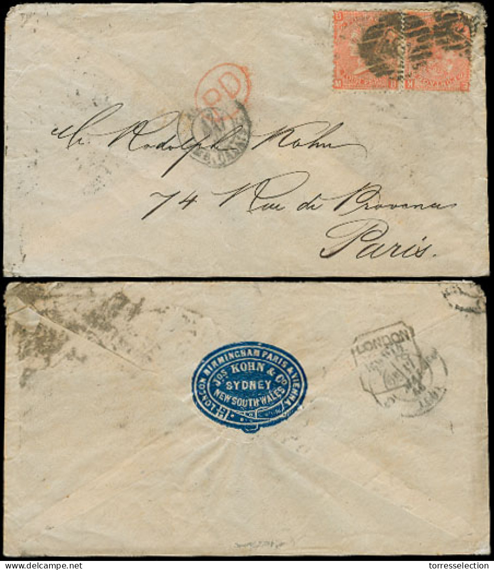 GREAT BRITAIN. 1866. London - France. Ilustr Reverse Env. 4d X 2 Pl 8. - ...-1840 Precursores