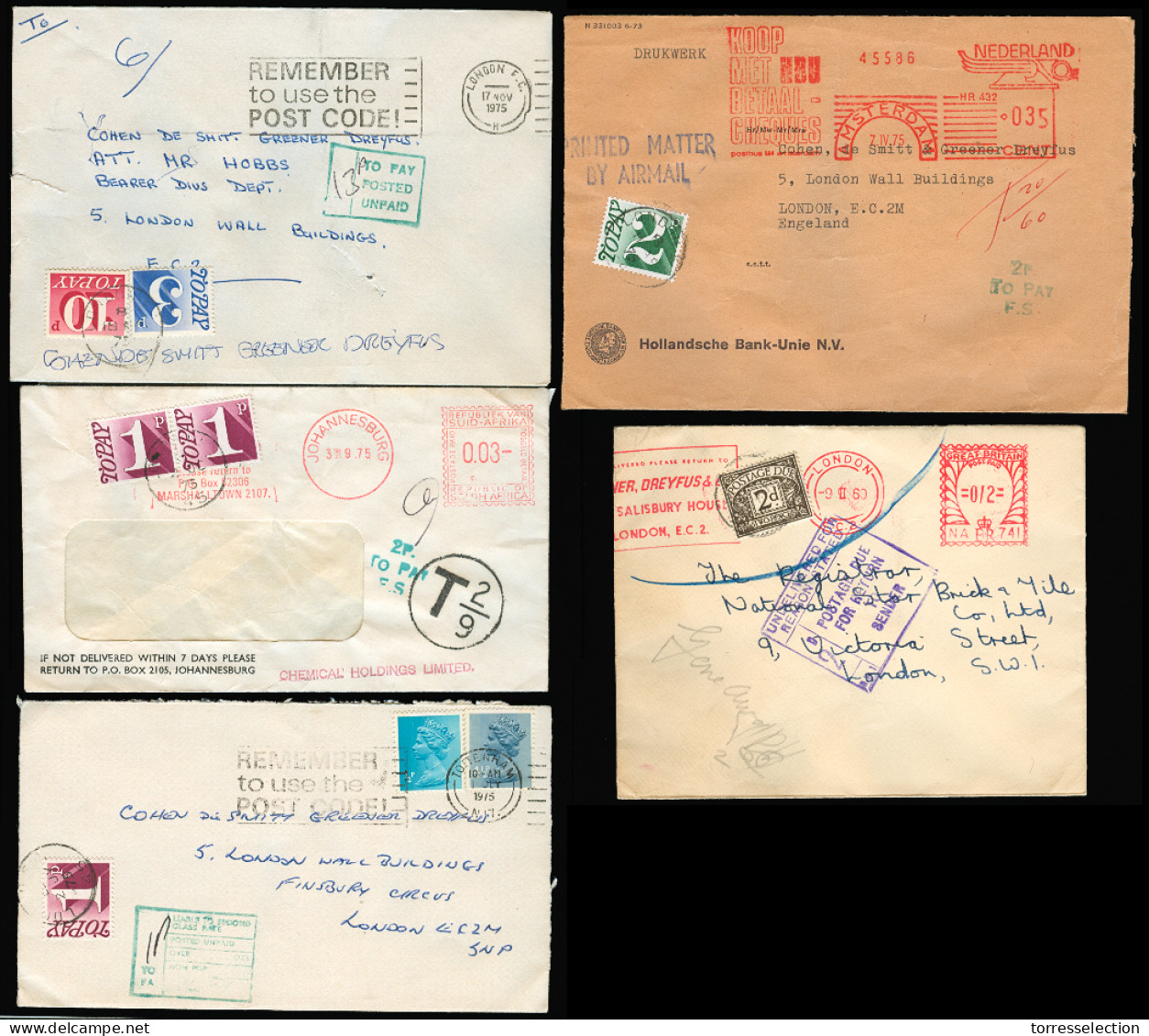 GREAT BRITAIN. 1960-75. 5 Lively Taxed / P Dues Items. - ...-1840 Precursores