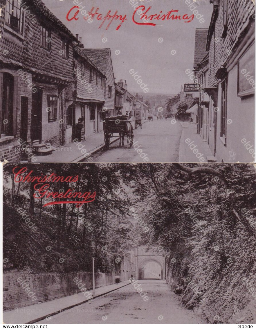 2 Cards Reigate  West Street And Tunnel Road P. Used 1907  Raphael Tuck Silverette - Surrey