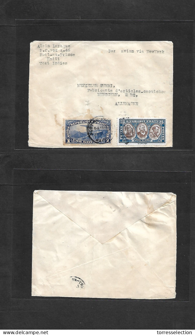 HAITI. 1931 (14 Aug) P. Prince - Germany, Munich. Air Multifkd Env Via NY Mixed Issues. Fine. - Haiti