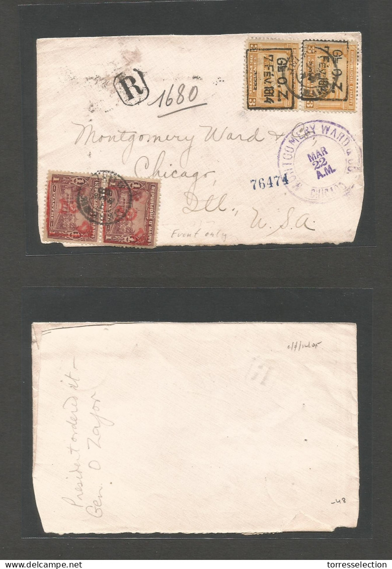 HAITI. C. 1920 (17 March) Jeremie - USA, Chicago. Overprinted Issue. Multifkd Front Of Cover. Fine And Quite Scarce. - Haïti