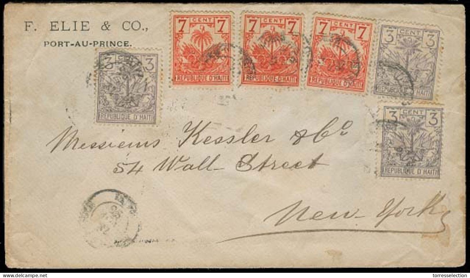 HAITI. 1895. P.Prince - USA. Triple Letter Rate Fkd Env. 3c X 3 + 7c X 3 / Cds - Haïti