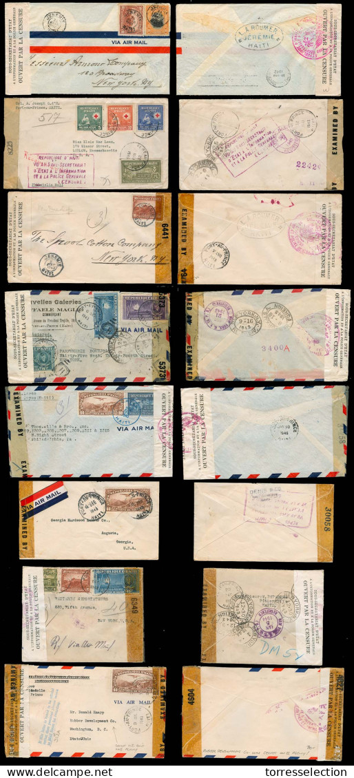 HAITI. 1942-5. WW II. Selection Of 8 Better Censored Multifkd Envs / Foreign Mail / Dual / Cds. VF. - Haïti