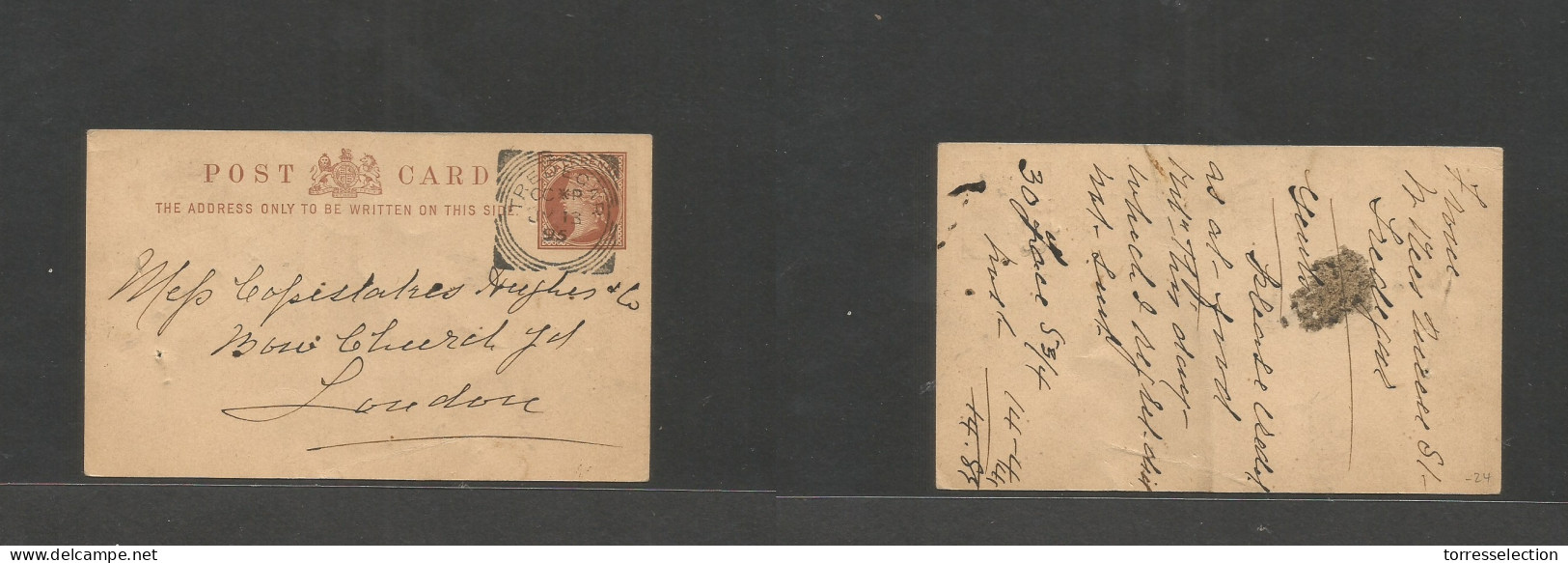 Great Britain - XX. 1895 (16 July) Trededegar - London, 1/2d Brown Stat Card. VF Origin Small Po Village. - ...-1840 Vorläufer