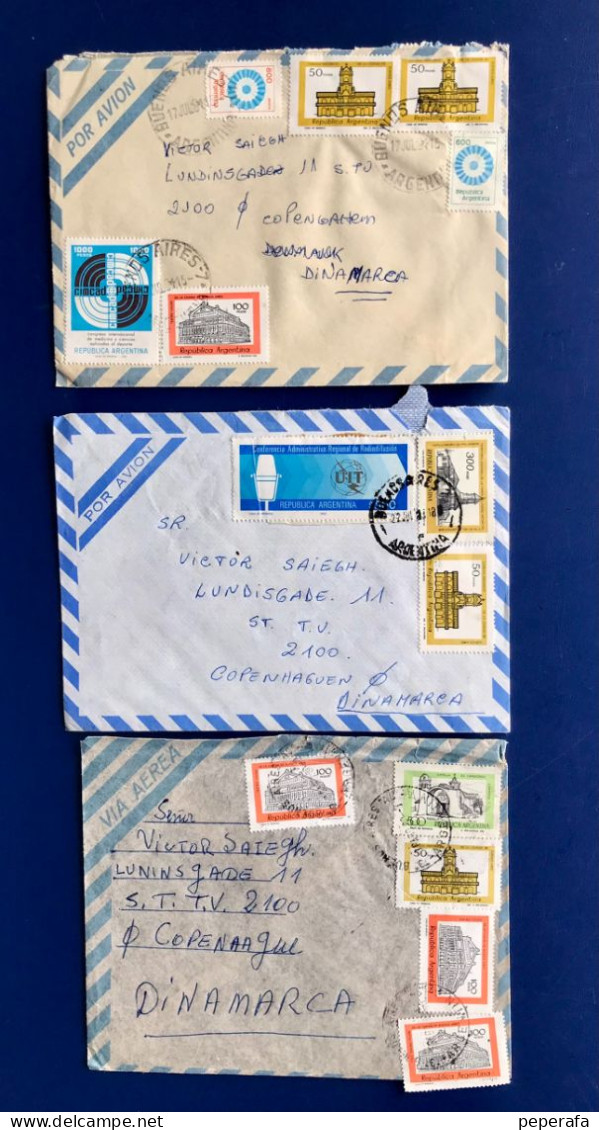 República Argentina 3 SOBRES CIRCULADOS Aéreo - Airmail