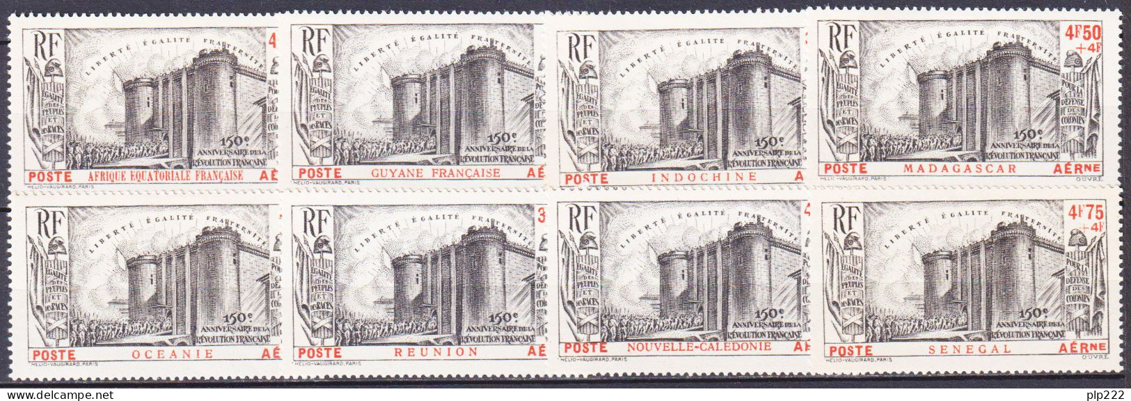 Giri Coloniali 1939 Rivoluzione - Posta Aerea / Revolution Air Mail */MH VF/F - 1939 150e Anniversaire De La Révolution Française