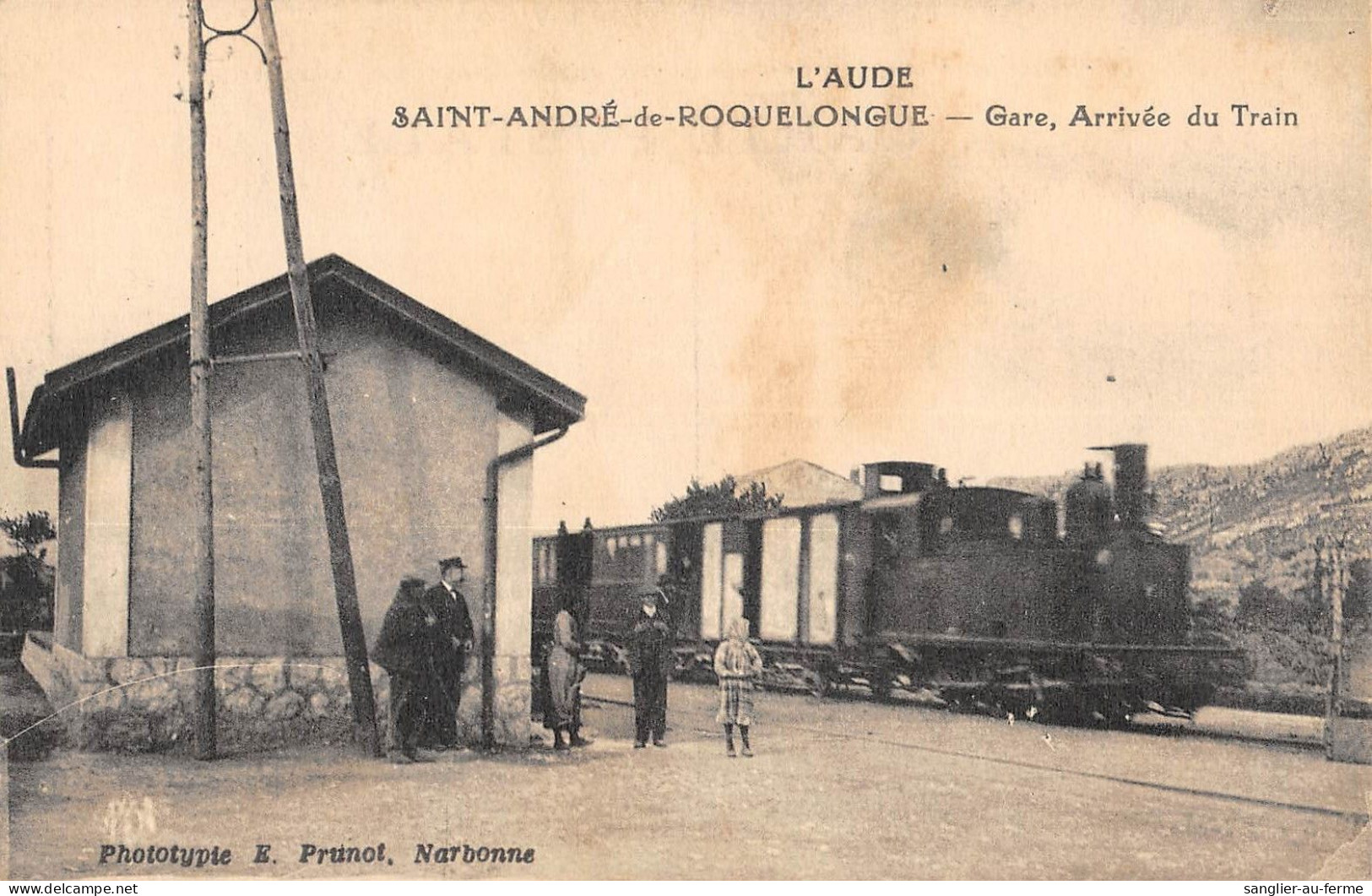 CPA 11 SAINT ANDRE DE ROQUELONGUE / GARE / ARRIVEE DU TRAIN / GROS PLAN SUPERBE - Altri & Non Classificati