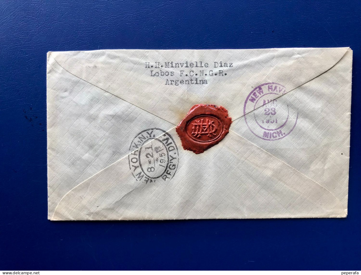 República Argentina 1951, SOBRE Certificado,  CIRCULADO, MATASELLOS DE LLEGADA AL DORSO NEW HAVEN - Used Stamps