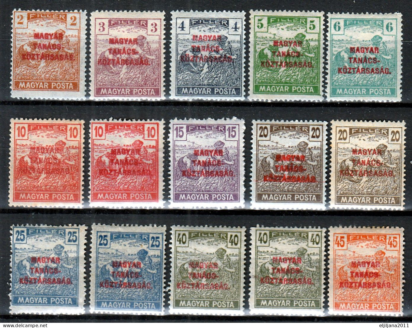 Hungary 1919 ⁕ Overprint On Reaper Mi.266-276 ⁕ 15v MH/MNH - Gebruikt