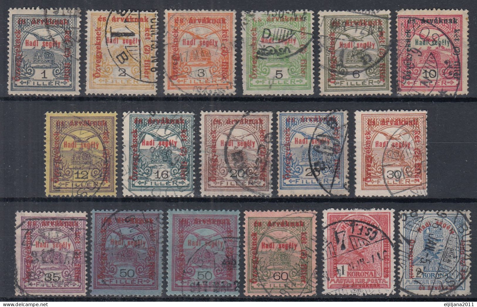 Hungary 1915 ⁕ War Aid / Overprint  Mi.162 - 177 ⁕ 17v Used - Used Stamps