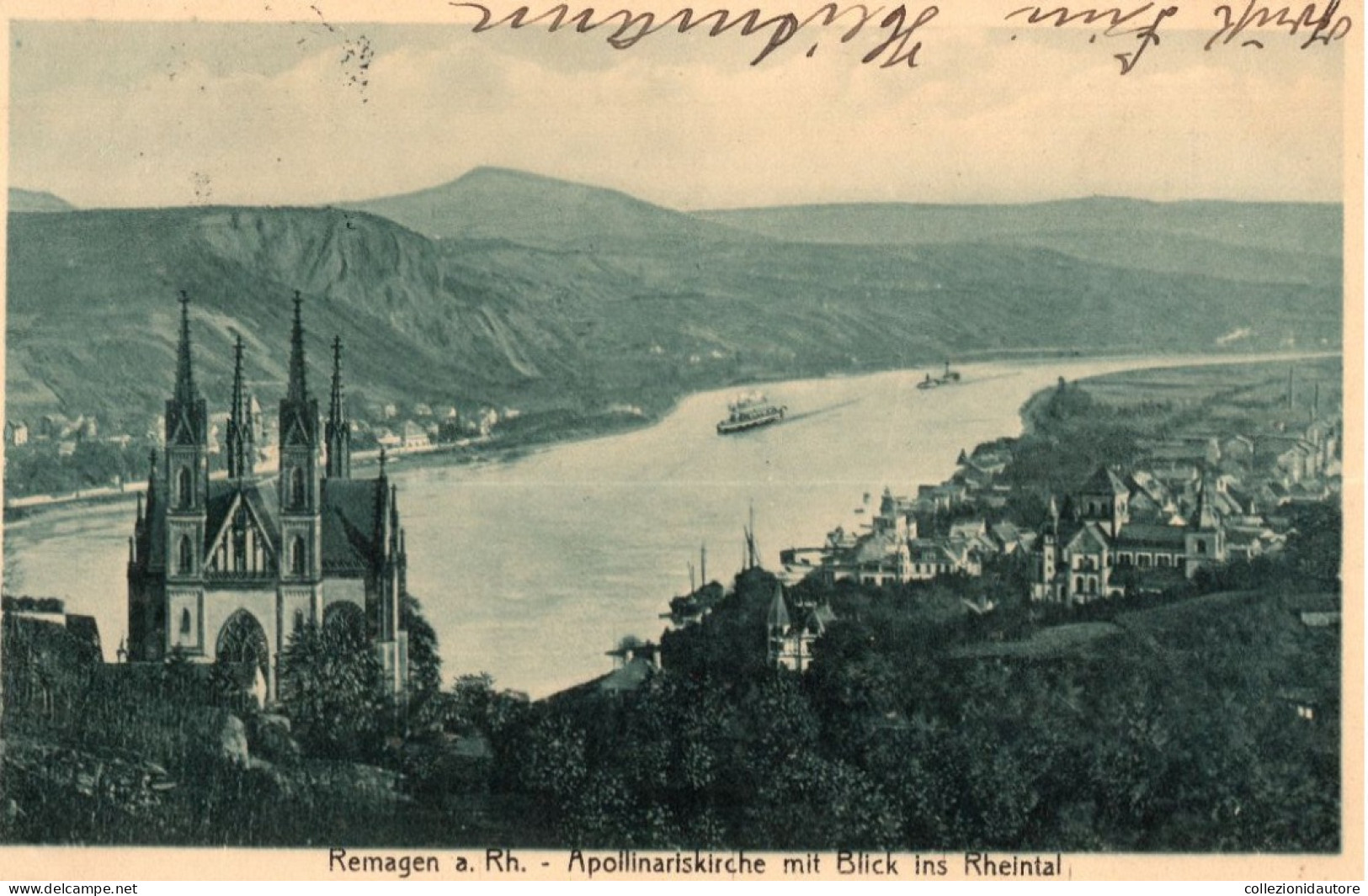 REMAGEN A. RH. APOLLINARISKIRCHE MIT BLICK INS RHEINTAL - CARTOLINA FP SPEDITA NEL 1913 - Remagen