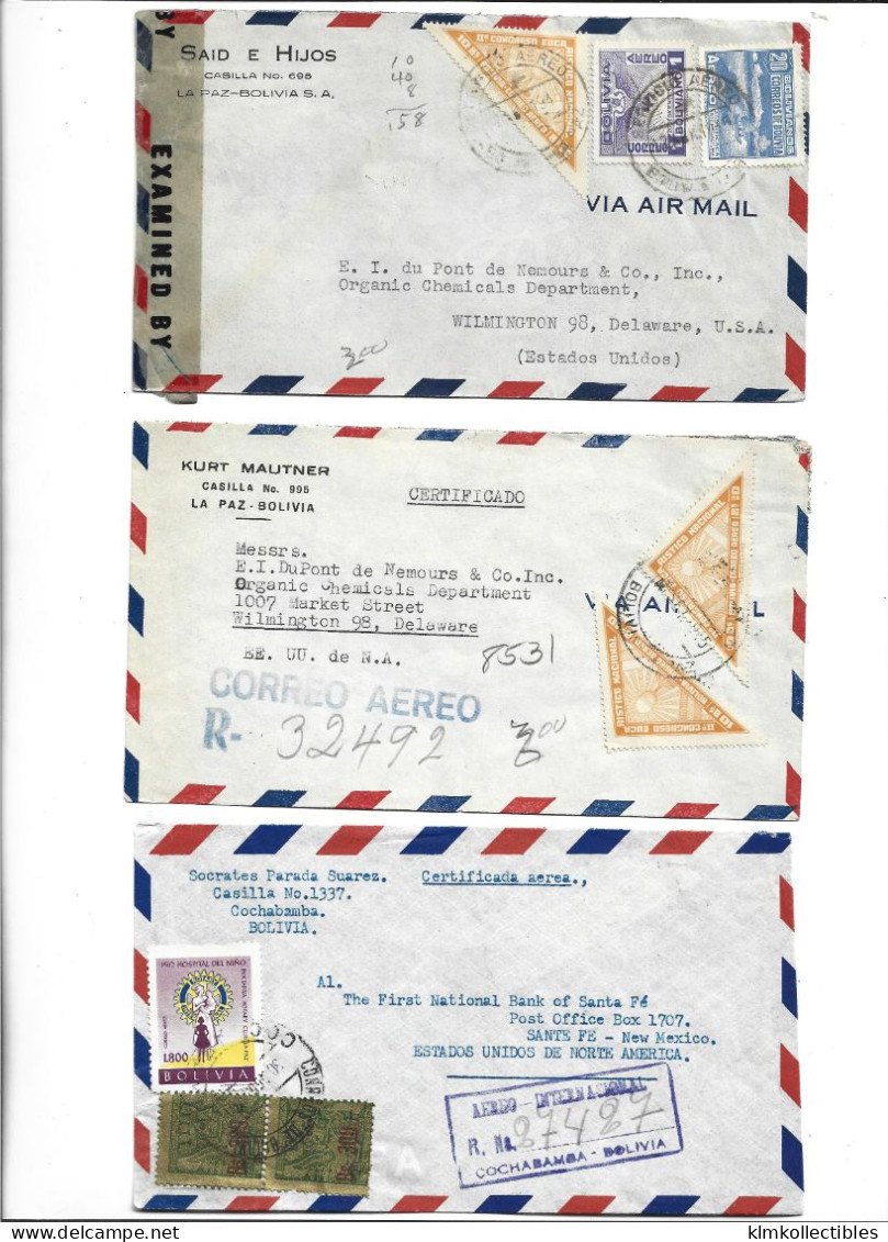 BOLIVIA - POSTAL HISTORY LOT - AIRMAIL CENSORED - Bolivia