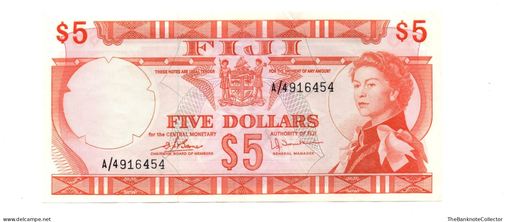 Fiji  5 Dollars ND 1974 QEII P-73 Extreme Fine - Fidschi