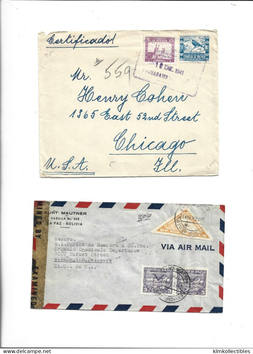 BOLIVIA - POSTAL HISTORY LOT - AIRMAIL CENSORED - Bolivien