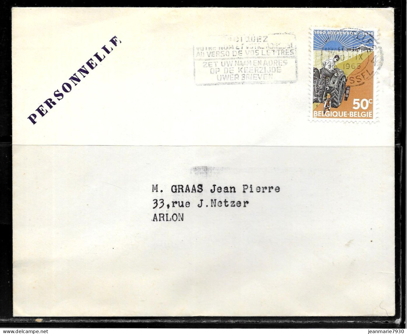 CC88 - BELGIQUE - LETTRE DE BRUXELLES DU 30/09/65 - Covers & Documents