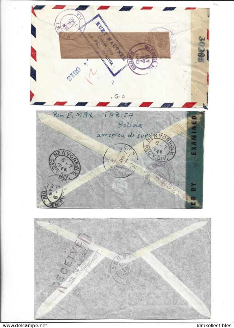 BOLIVIA - POSTAL HISTORY LOT - AIRMAIL CENSORED - Bolivia