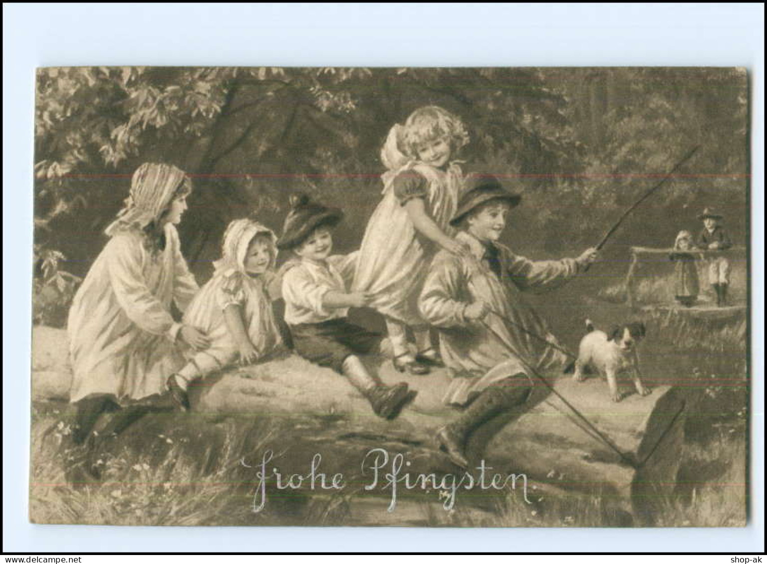 XX006742/ Pfingsten Kinder  Hund AK Ca.1910 - Pentecost