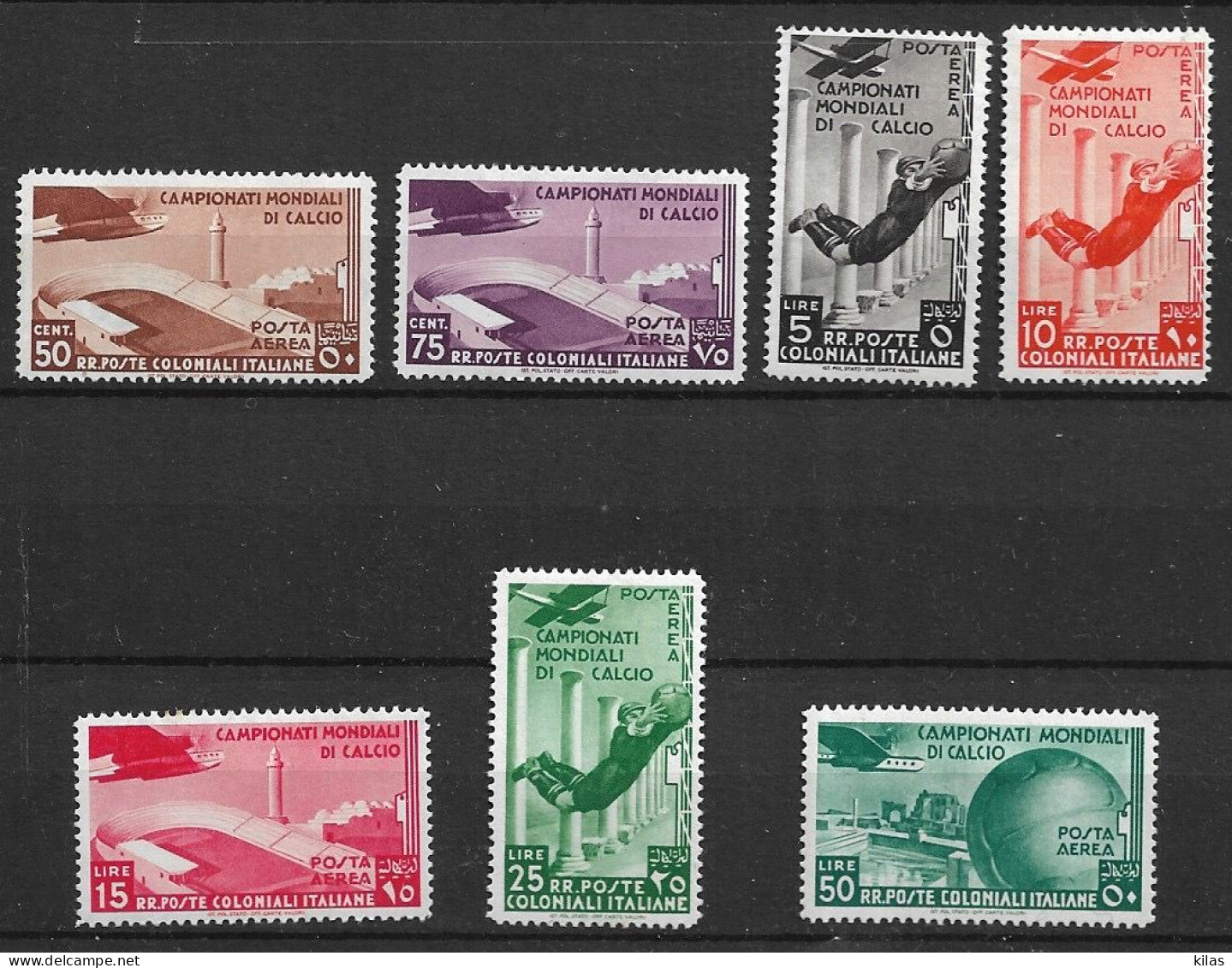 ITALY Emissioni Generali Colonie 1934 Campionati Di Calcio Airmail MH - Emissioni Generali