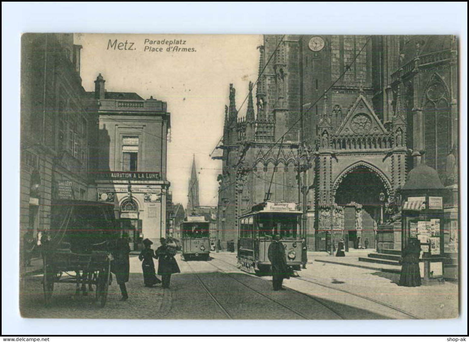 XX006376/ Metz Paradeplatz Straßenbahn AK 1908 - Lothringen