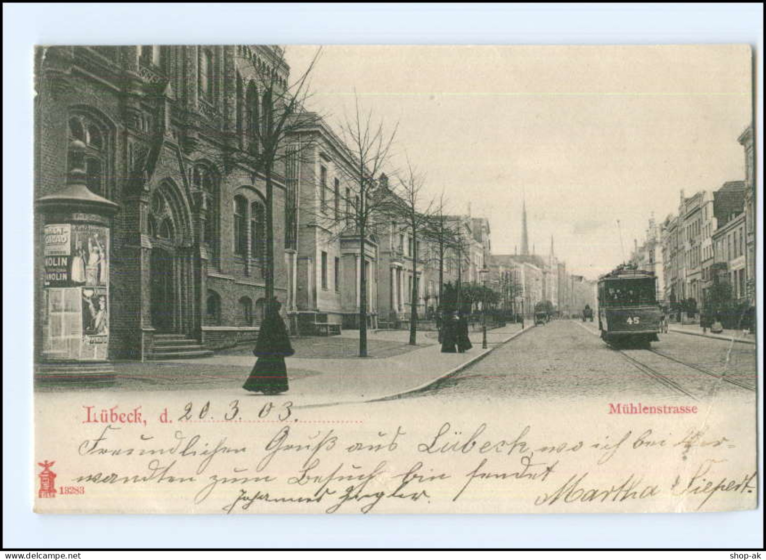 XX006089/ Lübeck Mühlenstraße Straßenbahn AK 1903 - Lübeck-Travemuende