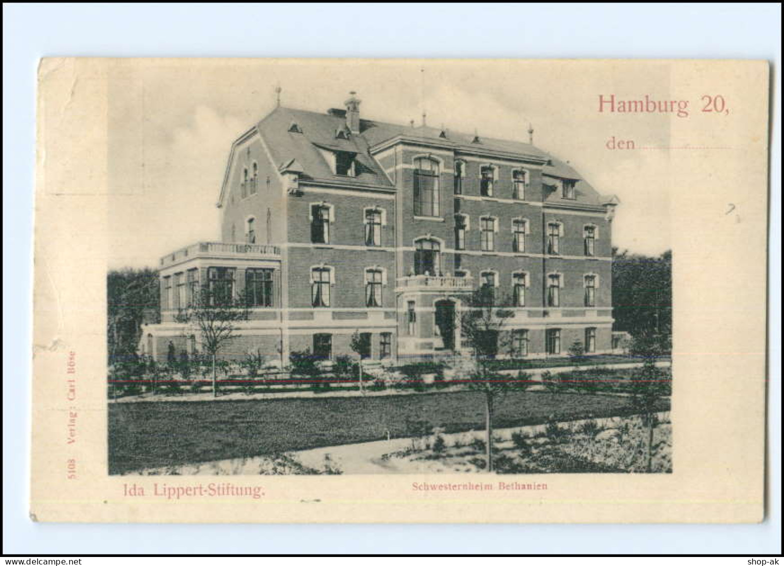 Y13515/ Hamburg Eppendorf Ida Lippert-Stiftung  Schwesternheim Bethanien AK 1914 - Eppendorf