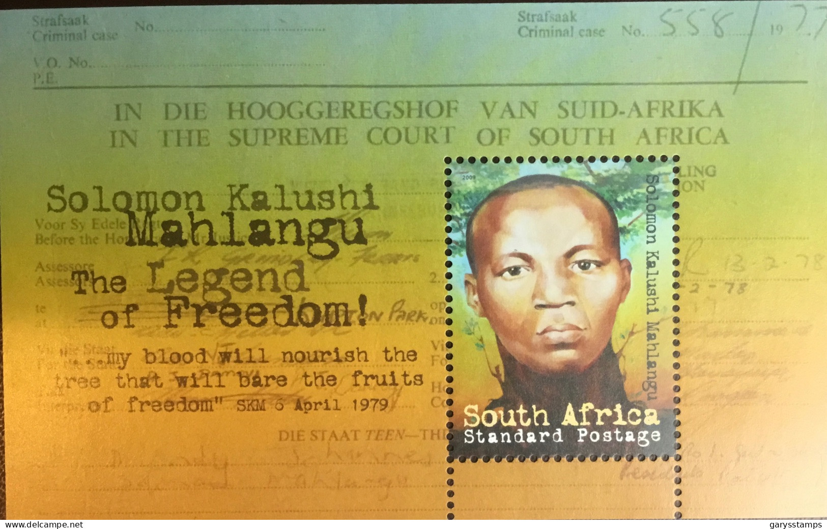 South Africa 2009 Mahlangu Anniversary Minisheet MNH - Unused Stamps