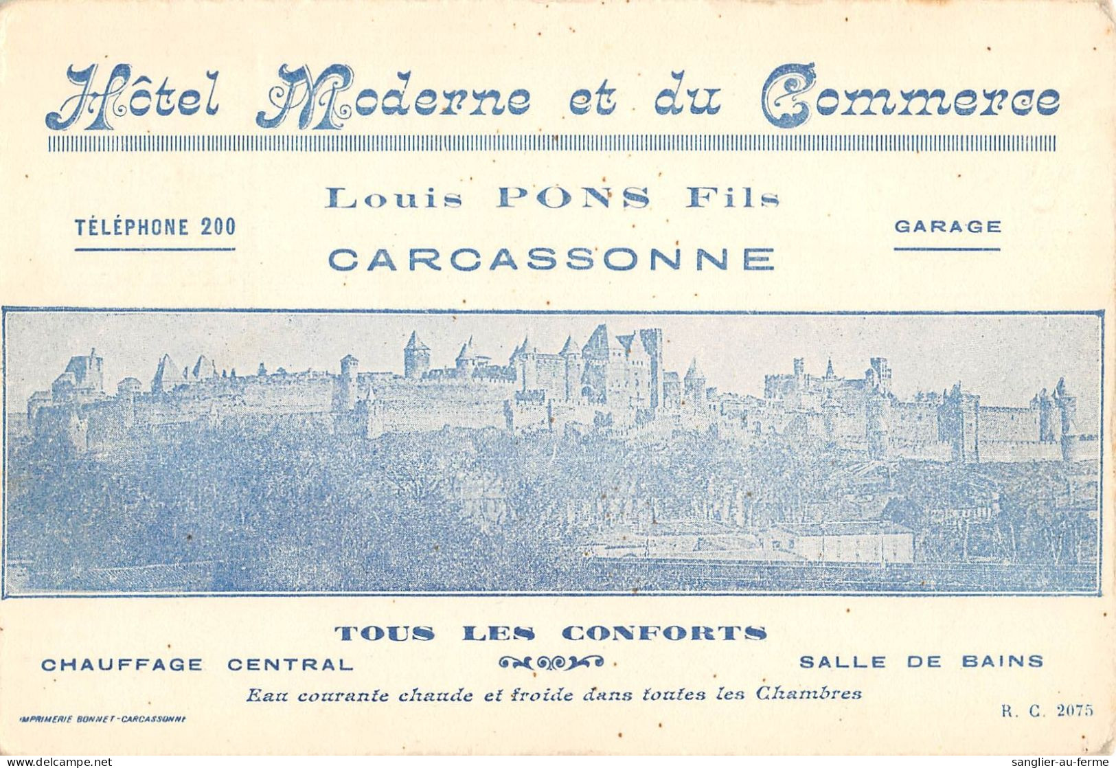 CPA 11 CARCASSONNE / HOTEL MODERNE ET DU COMMERCE / LOUIS PONS FILS - Carcassonne