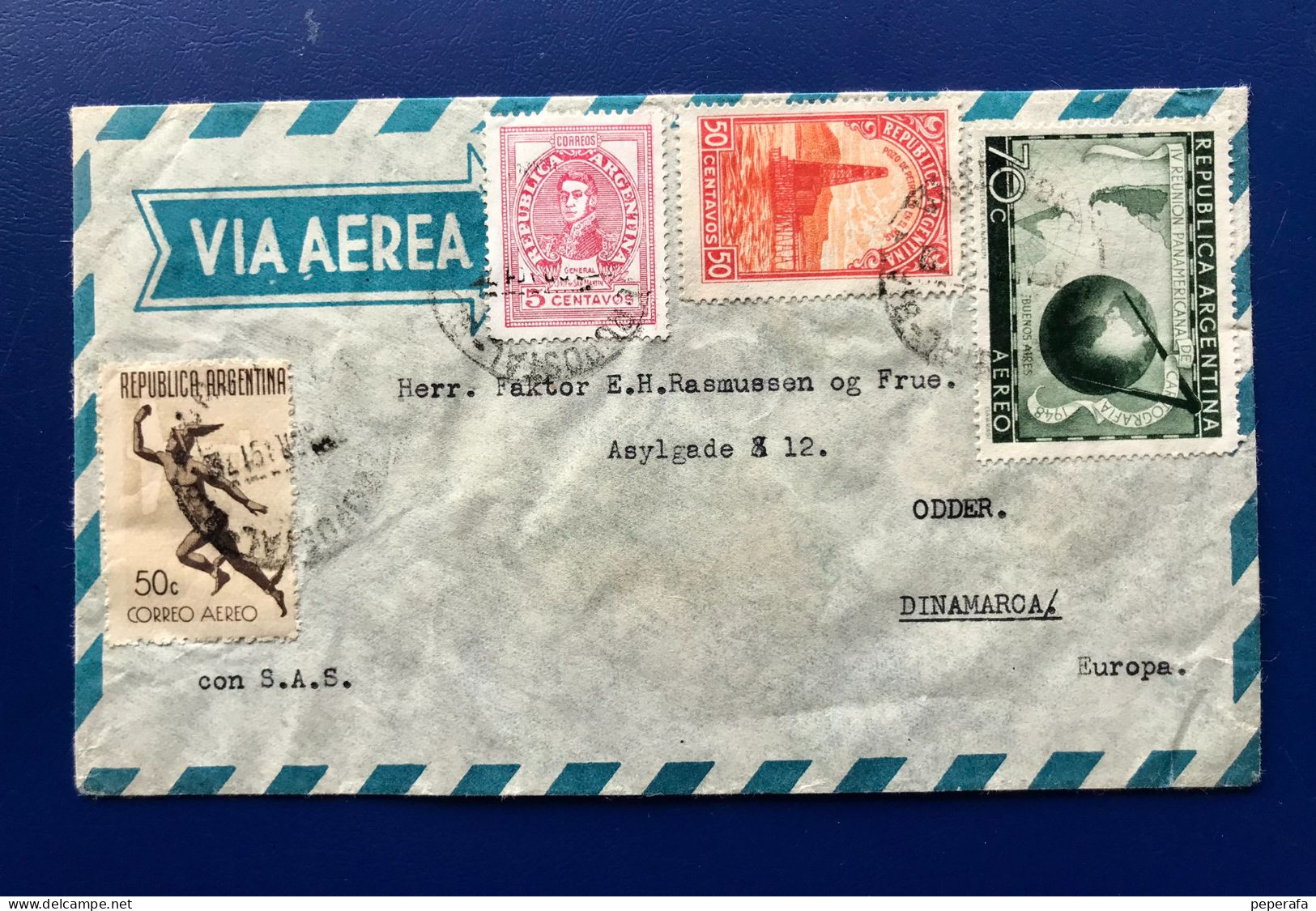 República Argentina, SOBRE CIRCULADO A DINAMARCA ODDER - Used Stamps