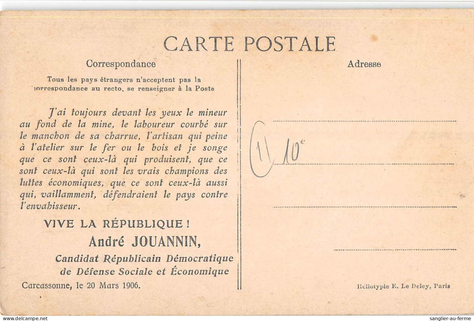 CPA 11 CARCASSONNE / ANDRE JOUANNIN / CANDIDAT REPUBLICAIN DEMOCRATIQUE DE DEFENSE SOCIALE ET ECONOMIQUE - Carcassonne