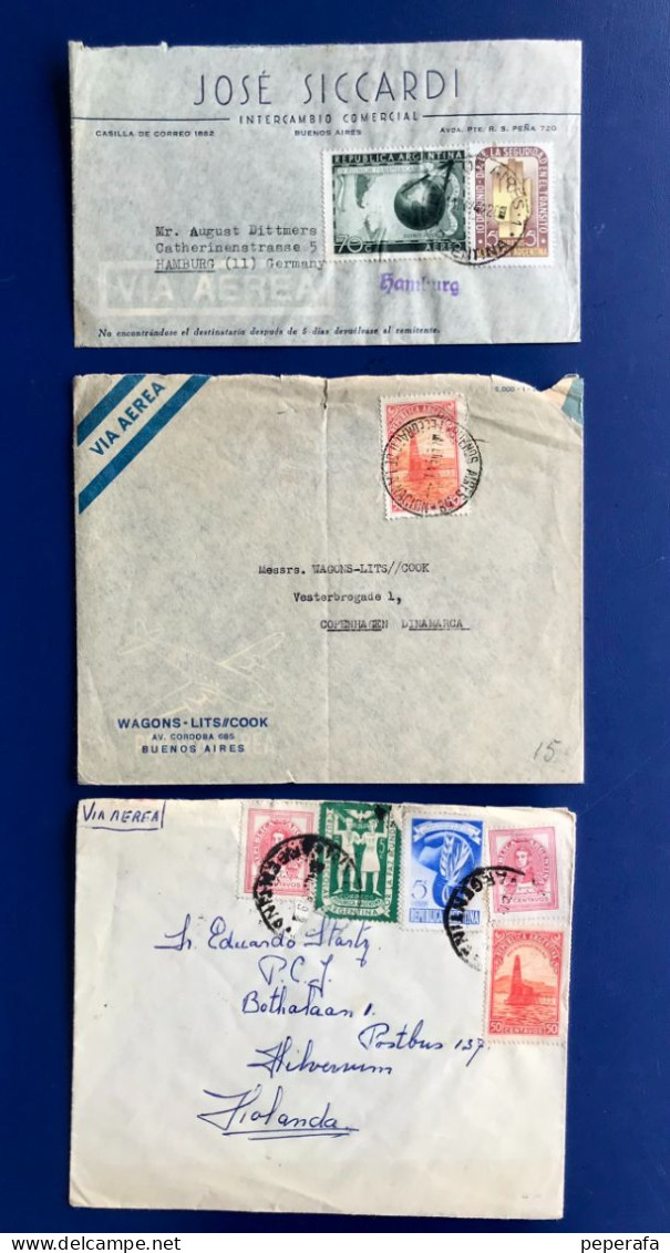 República Argentina, 3 SOBRES CIRCULADOS A DINAMARCA ("COPENHAGEN"), GERMANY (HAMBURG), HOLANDA - Used Stamps