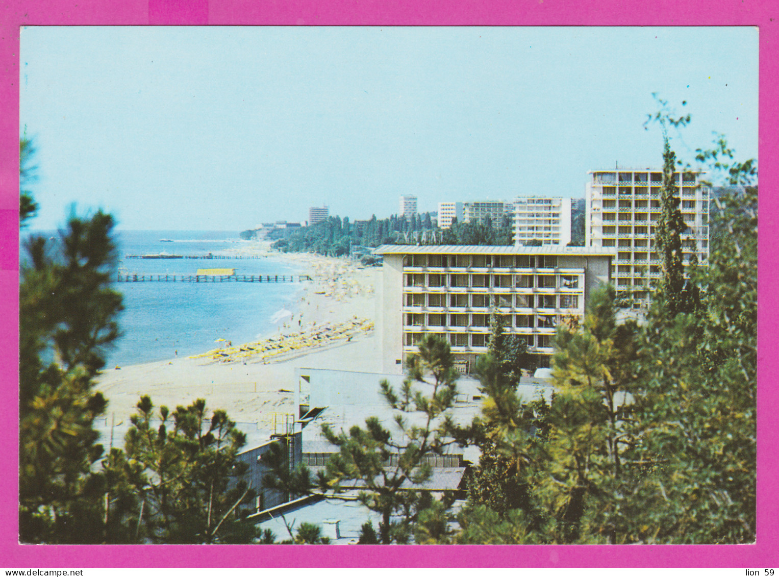 309886 / Bulgaria - Golden Sands (Varna) Black Sea Resort - Panorama Hotels Beach Bridge 1987 PC Bulgarie Bulgarien - Hotel's & Restaurants