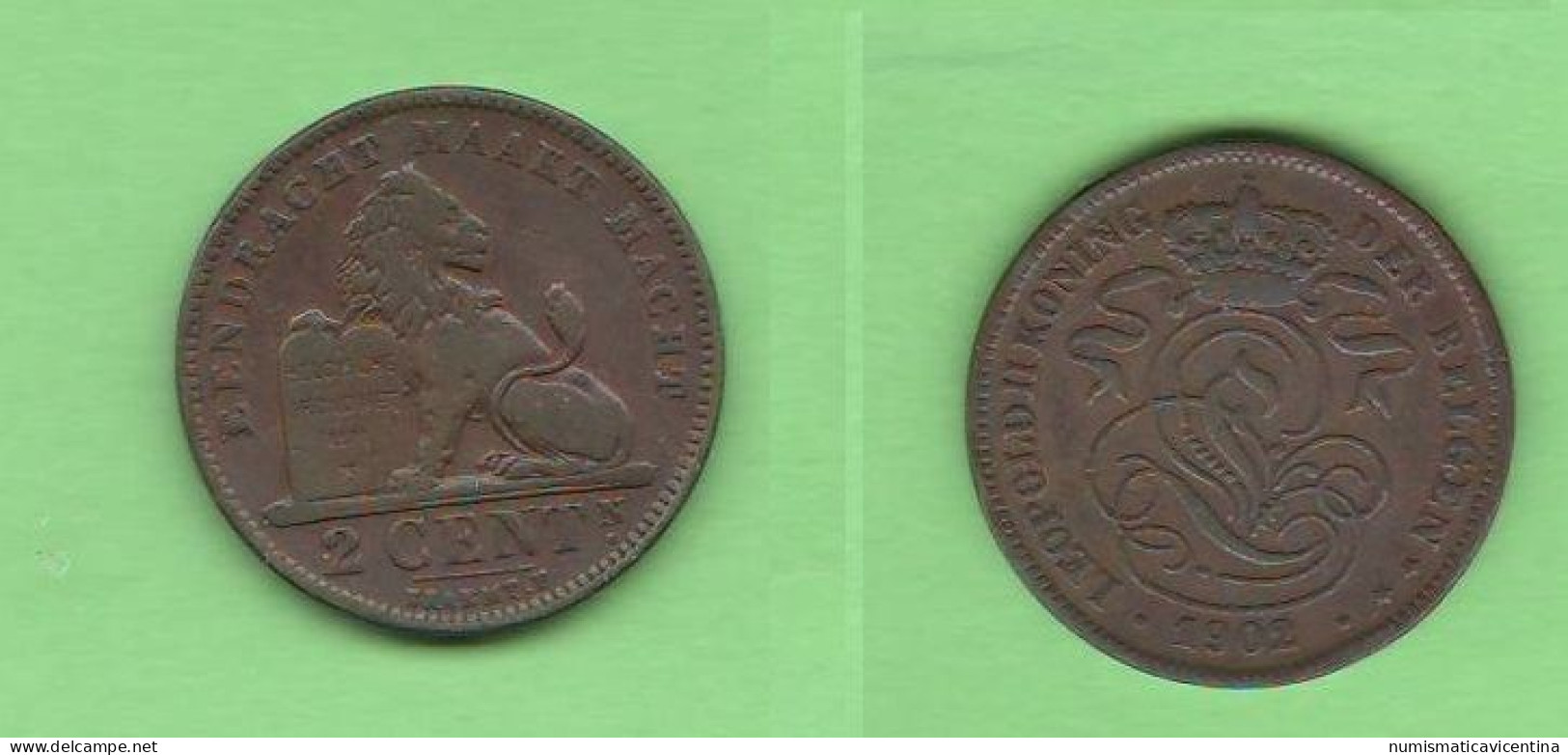 Belgium 2 Centimes 1902 Der Belgen Belgio Belgique Belgen Leopold II - 2 Cents