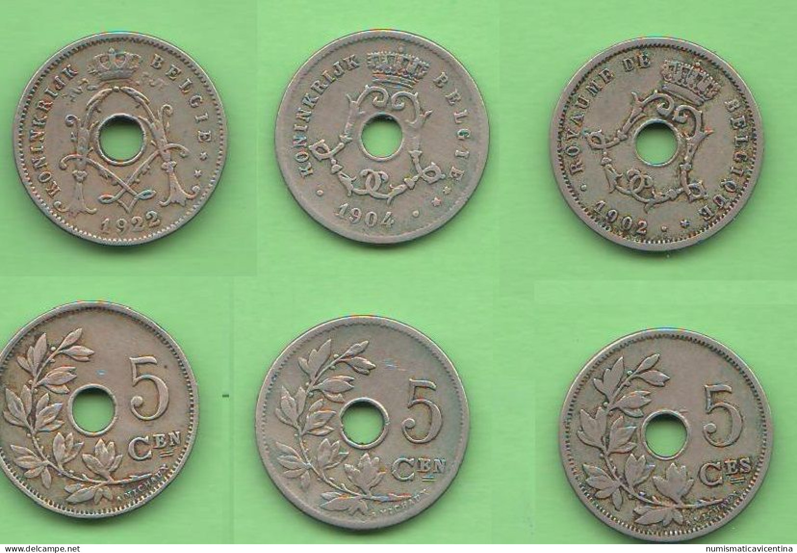 Belgium 5 Centimes 1902 + 1904 + 1922 Belgio Belgique Belgen - 5 Cents