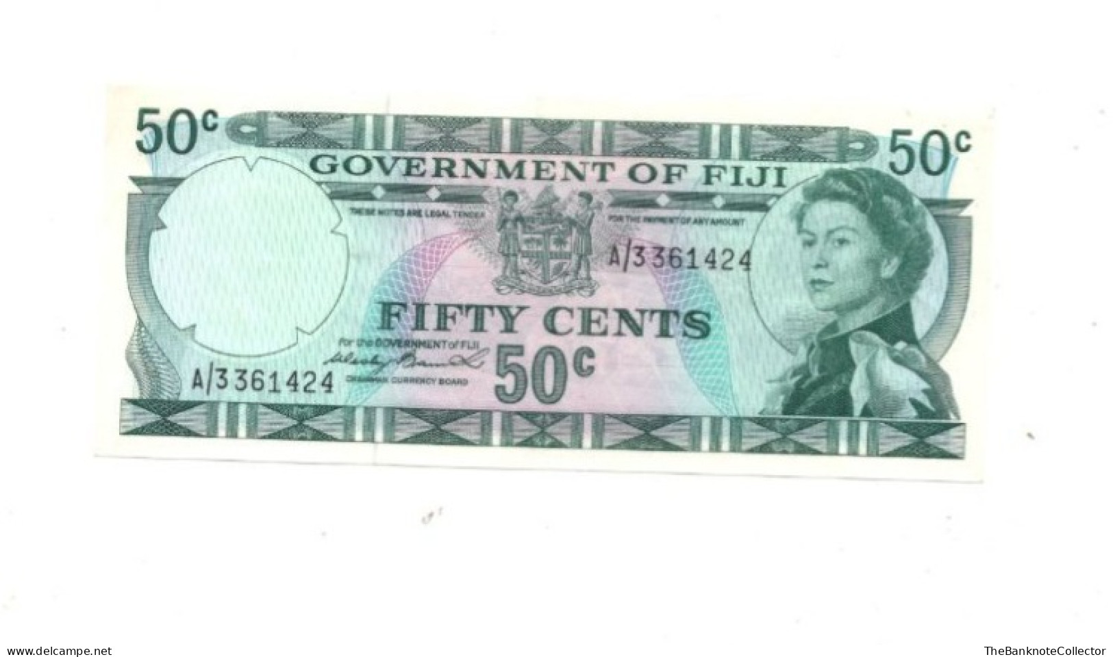 Fiji Fifty 50 Cents 1974 QEII P-70 UNC 2 Pinholes - Fiji